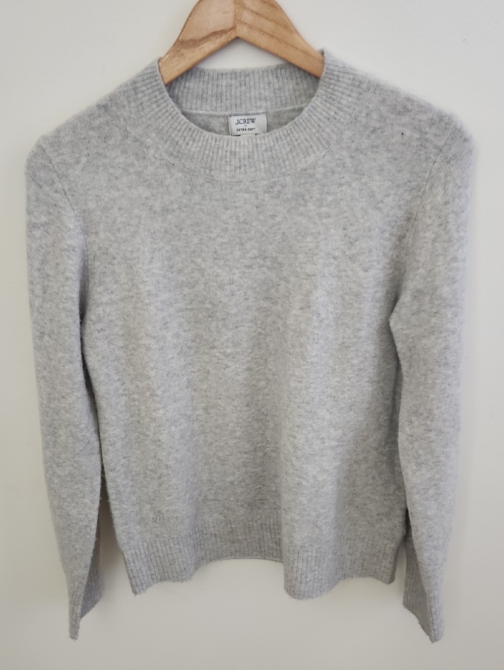 J. Crew Extra Soft Wool Blend Light Gray Crewneck Sweater Small
